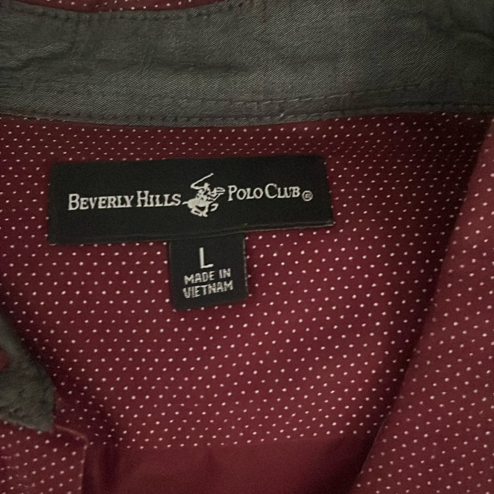 Beverly Hills Polo Club large casual men’s dress shirt burgundy